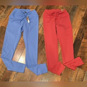 2 NEW VS PINK ACTIVE SMALL HIGH WAIST FULL LENGTH RUCHED V LEGGINGS